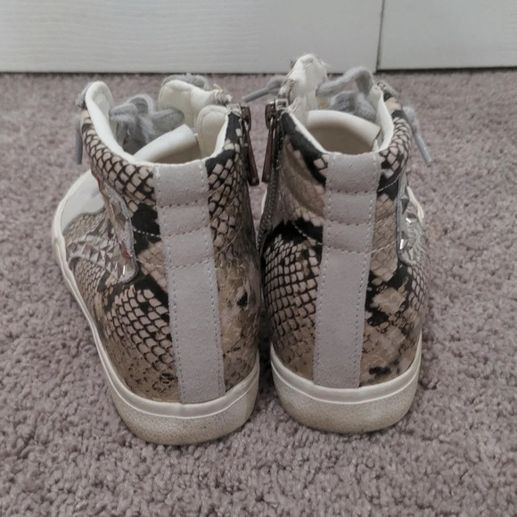 Vintage Havana Snake Skin Print Studded Mid High Top Sneakers Size 4.5 - Picture 3 of 8